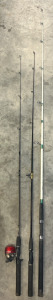 (3) Fishing Poles &mdash; Shakespeare Tiger Spinning Rod, Tebco Rod & Unlabeled Rod