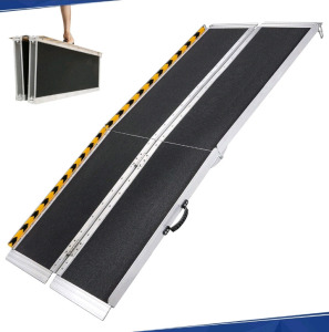 PENSUN 7FT Wheelchair Ramp, 84" L x 29" W Threshold Ramps, Non-Skid Portable Foldable Wheelchair Ramps for Steps, Lightweight with Handle, for Home, Stairs, Doorways, Curbs / 600lbs Capacity (7FT)