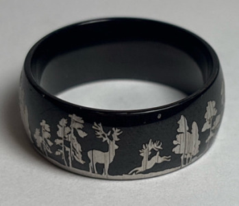 Womans Buck & Forest Band Style Ring- Size 8