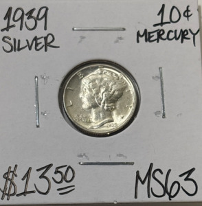 1939 MS63 Silver Mercury Dime