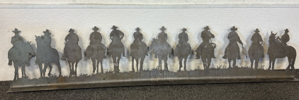 Large Cowboys On Horses Metal Sign