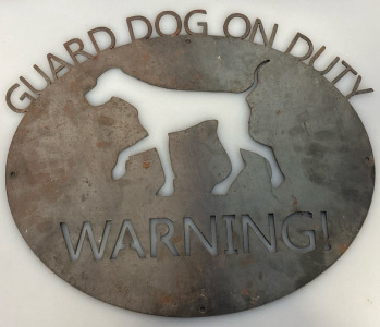 Guard Dog On Duty Warning Metal Sign