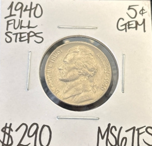 1940 MS67FS Full Steps Gem Mint State Nickel