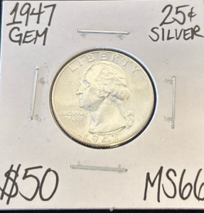 1947 MS66 Gem Silver Washington Quarter