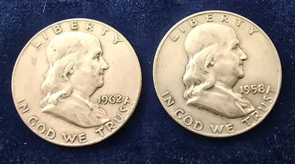(2) Franklin Half Dollars, 90% Silver