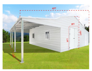 *Off-site MERIDIAN* 42&rsquo;x30&rsquo; Metal Storage Shed With Overhang