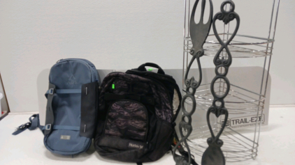 (2) Backpacks - Metal Rack - Trailer Trim