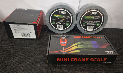 (1) 25-Count Box Of 3M Scotch-Brite Roloc Surface Conditioning Discs, 051131-07481, 2 in A MED, (2) 50-Yard Rolls Of Matte Cloth Gaffer Tape & (1) Digital Mini Crane Scale<br/>