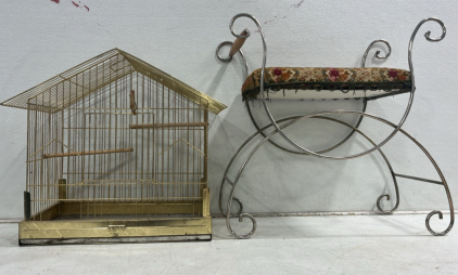 (1) Bird House (1) Vintage Vanity Bench