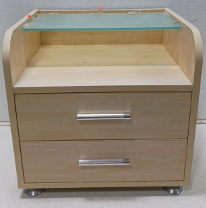 NightStand W/ Glass Top - 2 Drawers
