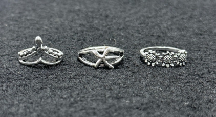 (3) Silver Rings- Unknown Size