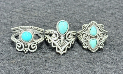 (3) Turquoise Rings-Unknown Sizes