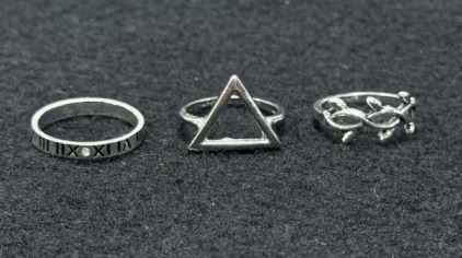 (3) Silver Rings- Unknown Size