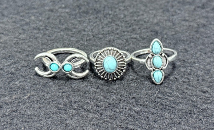 (3) Turquoise Rings- Unknown Sizes