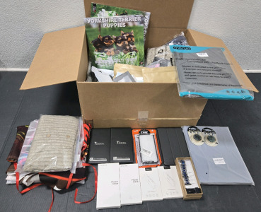 Amazon Box of Assorted Items Including: IPhone Cases (Multiple Models), iPad Cases, Apple Watch Bands, MacBook Hardshells, & Much More!