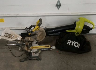 (1) Ryobi Leaf Mulcher and (1) Ryobi Compound Saw