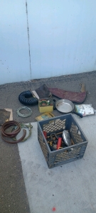 (1) Crate of Mixed Utility Items - Tools Cables Finish Kit & More<br/>