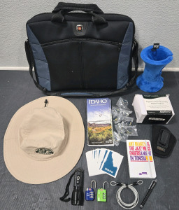 Swiss-Gear Wenger Sherpa 17" Laptop Shoulder Bag, Magellan's World Grounding Adapter Plug Set, Overseas Adventure Travel Sun Hat, & Assorted Travel Items!