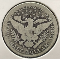 1908 Barber Half Dollar, New Orleans Mint, 90% Silver Coin - 3