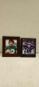 (1) Joe Namath Picture in Frame 11.5x13.5 and (1) Colorado Avalanches Plaque 10.5x13