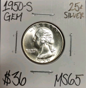 1950-S MS65 Gem Silver Washington Quarter