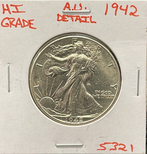 1942 Walking Liberty Half Dollar, United States Coin, Silver, HI Grade