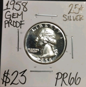 1958 PR66 Gem Proof Silver Washington Quarter
