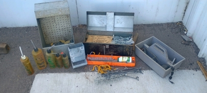 (1) Peg Board Hardware & Utility Tool Lot - Oilers Brackets Feeders & Tray