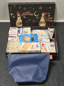 Box Full of Forst Aid Items & Travel Carry Zipper Bag