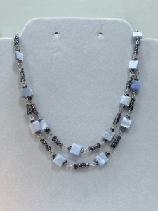 (1) Square & Purple Beaded Necklace