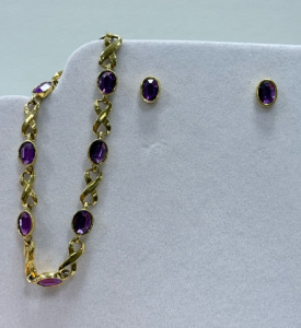 (1) Amethyst Bracelet & Earrings Set