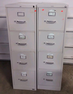 (2) White 4-Drawer Filing Cabinets
