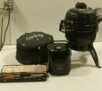 (1) Ceramic Slow Cooker, (1) Crock-Pot Slow Cooker, (1) Knife Set, (1) Curtis Stone Slow Cooker