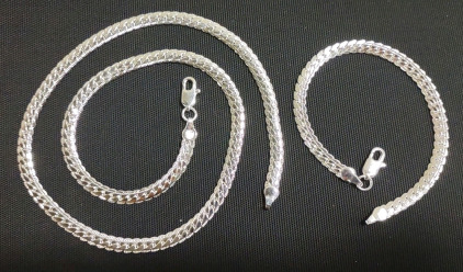 A 19&frac12;" 925 Snake Chain Link Necklace & A 8" 925 Snake Chain Link Bracelet