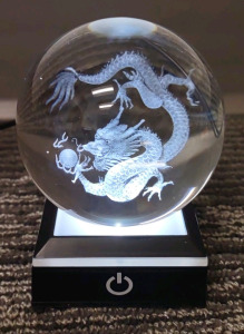 Panlong 3D Carved Crystal Ball LED Night Light with Multiple Color Changes