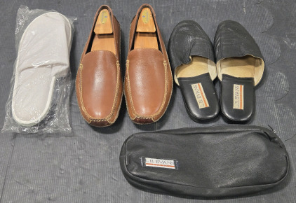 Cole Haan Country Leather Loafers - Men's Size US 10 - Made in Brazil / +$100 Value!, L.B. Evans Leather House Slippers, White Hotel Slippers (Still In Packaging)