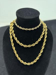 (2) Gold Rope Necklace & Bracelet
