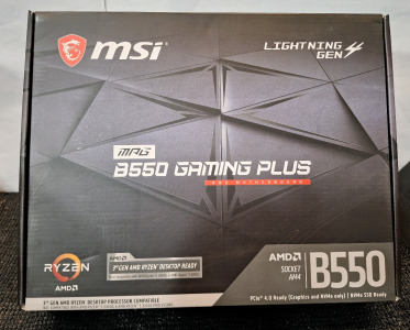 (1) MSI MPG B550 GAMING PLUS AMD Motherboard - AM4, DDR4, PCIe 4.0, SATA 6Gb/s, M.2, USB 3.2 Gen 2, HDMI/DP, ATX