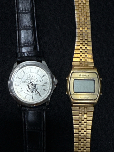 (1) Make America Great Again Donald Trump Watch- New In Wrapper & (1) Men's Lorus Gold Toned Digital Watch