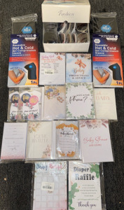 Baby Shower Cards, (2) Reusable Hot & Cold Compress, Sunglasses And More
