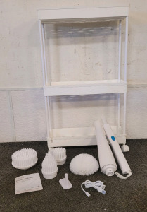 3 Tier Rolling Cart With Wheels And Electric Spin Srubber