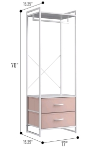Sorbus Clothing Rack With 2 Pink Drawers