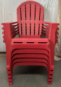 (5) Red Lawn Chairs