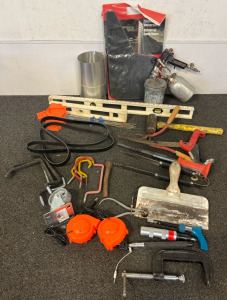Tools Including Binks Model 7 spray gun, Levelers, Hand Tools & More
