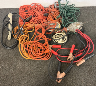 (4) Extention Cords, Extention Cord Construction Lights, Jumper Cables
