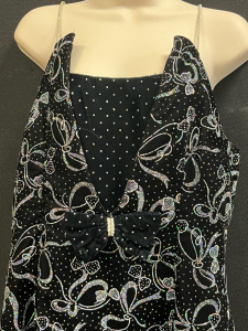Black Formal Dress With Black Rhinestone Straps And Rhinestone Bows