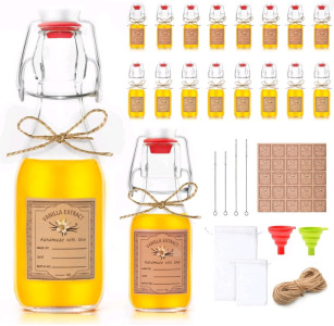 8oz Swing Top Glass Bottles for Vanilla Extract Homemade 4oz, Vanilla Extract Bottles with Airtight Lids for Gift Food Storage Canister Kombucha