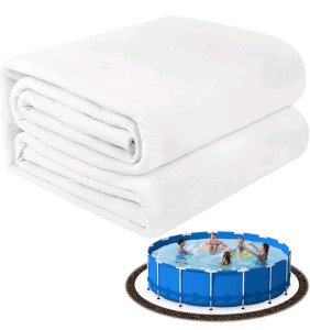 15FT Pool Liner Pad,Seamless Above Ground Pool Liner, 280G/M&sup2; Pre-Cut Heavy Duty Round Pool Liner Pad,Durable Geotextile Material And A Pool Skimmer Vacuum Plate SP1106 Compatible with Hayward Pool Vacuum In-Ground Swamming Pool Vac Skimmer Basket Plate 