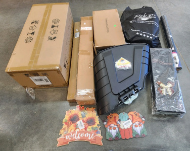 Mix And Match Lot- Including 60" Ceiling Fan, Home Decor, Wall Art, Small Dish Drying Rack, 3ft Hand Rail, And More.