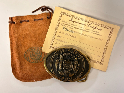 The Great American Buckle Collection Hand Cast in Solid Brass Buckle By Hertiage Mint LTD. With Certificate and Leather Pouch.
